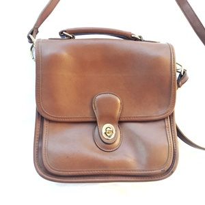 Leather Crossbody Satchel Brown